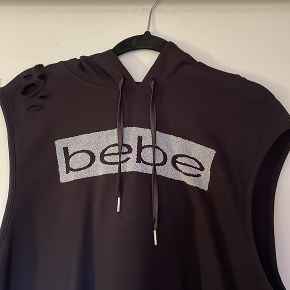 BEBE distressed sleeveless hoodie. True to size! - Picture 2 of 3